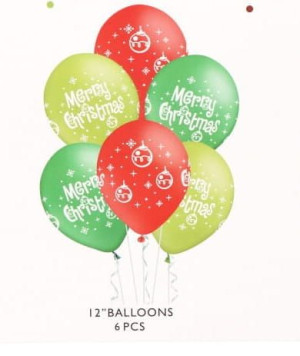 Balony Lateksowe Świąteczne Merry Christams 6szt