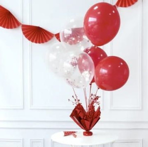 Stojak Na Balony Z Patyczkami 6szt Ciężarek Czerwony