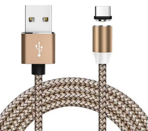Kabel 1m Magnetyczny 3w1 Do Iphone Micro Usb Typ-c Złoty
