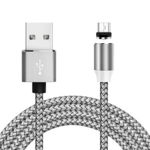 Kabel 1m Magnetyczny 3w1 Do Iphone Micro Usb Typ-c Srebrny