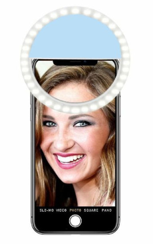 Lampa Do Selfie Led Ring Na Telefon + Kabel Usbniebieska
