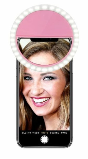 Lampa Do Selfie Led Ring Na Telefon + Kabel Usb Różowa