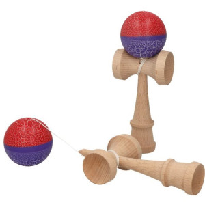 Kendama Japońska Gra Zręcznościowa Drewniana Czerwono-fioletowa