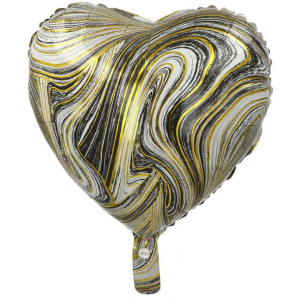 Balon 18" Serce Metalizowane Marble Białe