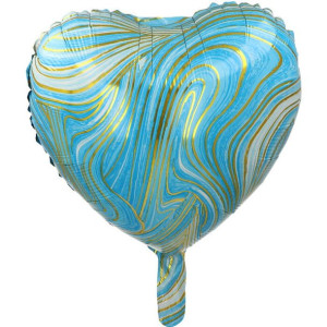 Balon 18" Serce Metalizowane Marble Niebieskie
