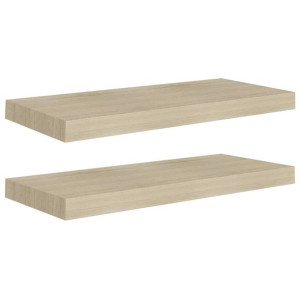 Półki ścienne, 2 szt., kolor dębowy, 60x23,5x3,8 cm, MDF