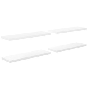 Półki ścienne 4 szt., wysoki połysk, biel, 120x23,5x3,8 cm, MDF