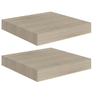 Półki ścienne, 2 szt., kolor dębowy, 23 x 23,5 x 3,8 cm, MDF