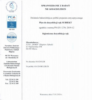 Antybakteryjny/Grzybobójczy Płyn Doris 68% Etanolu