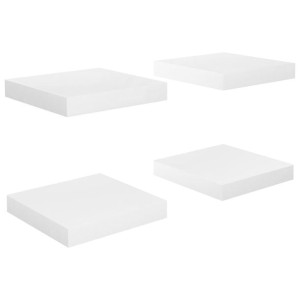 Półki ścienne, 4 szt., białe, wysoki połysk, 23x23,5x3,8cm, MDF