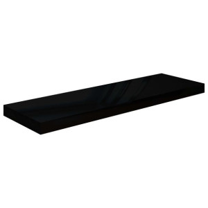 Półka ścienna, wysoki połysk, czarna, 80x23,5x3,8 cm, MDF