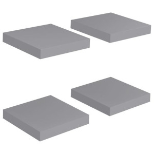 Półki ścienne, 4 szt., szare, 23 x 23,5 x 3,8 cm, MDF