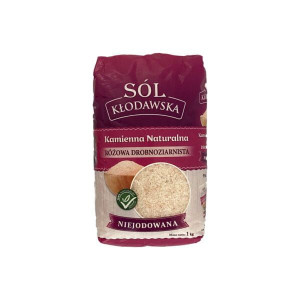 Sól kłodawska kamienna różowa niejodowana drobnoziarnista 1kg Kopalnia Soli