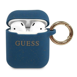 Etui Guess GUACCSILGLBL Apple AirPods cover niebieski/blue Silicone Glitter