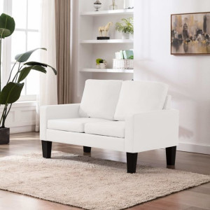 2-osobowa sofa, biała, sztuczna skóra