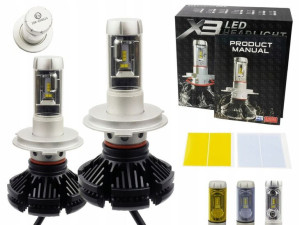 Zestaw żarówek LED H4 X3 DIODA TYP ZES 50W 12000 lm