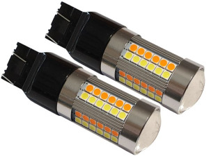żarówka 69 LED T20 w21/5w Dual Color 12v USA RS biało pomarańczowa 2 szt