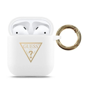 Guess GUACA2LSTLWH AirPods cover biały/white Silicone Triangle Logo