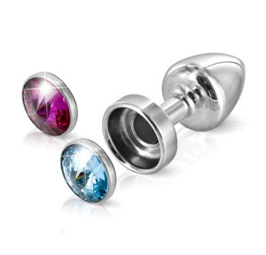 Zdobiony plug analny - Diogol Anni Butt Plug Magnet Pink & Blue 30 mm