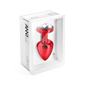 Zdobiony plug analny - Diogol Anni Butt Plug Round Red 35 mm Okrągły Czerwo