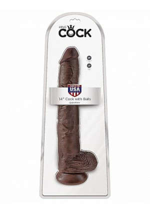 Pipedream King Cock - dildo realistyczne DŁUGI WĄSKI brąz PVC jądra - 36cm