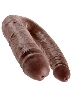 Pipedream King Cock -dildo DWIE GRUBOŚCI PODWÓJNE brązowe PVC - DUŻE