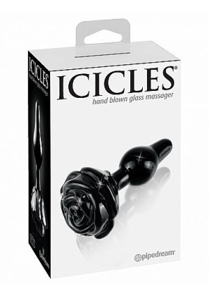 Pipedream Icicles - PLUG szklany przezroczysty ROŻA czarny