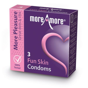 Prezerwatywy prążkowane - MoreAmore Condom Fun Skin 3 szt