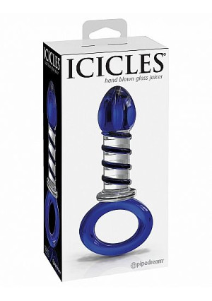 Pipedream Icicles - Plug szklany No. 81 przezroczysty niebieski z uchwytem