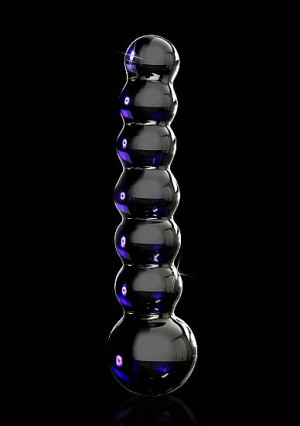 Pipedream Icicles - Plug Dildo szklany No. 51 czarny prążek 15,5 cm