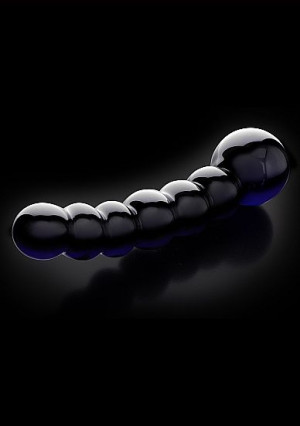 Pipedream Icicles - Plug Dildo szklany No. 66 prążkowany wygięty czarny