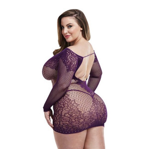 Sukienka koszulka pełna haftowanych detali i siateczki - Lapdance Long Slee