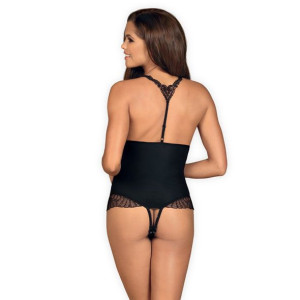 Zalotne otwarte body - Obsessive Chiccanta Crotchless Teddy Black S/M