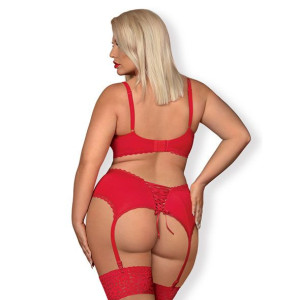 Namiętny komplet - Obsessive Jolierose 3 pcs Set Red XXL