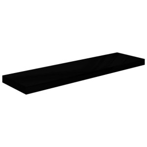 Półka ścienna, wysoki połysk, czarna, 90x23,5x3,8 cm, MDF
