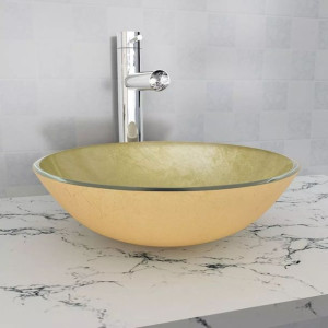 Lumarko Umywalka z hartowanego szkła 42 cm, kolor złota