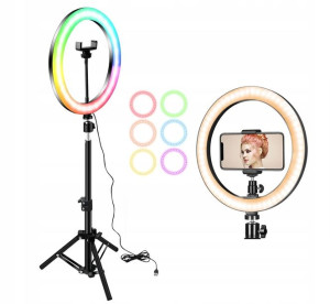 Lampa pierścieniowa led RAINBOW RGB white pilot