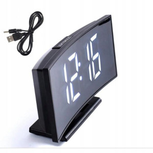 Budzik Zegar Cyfrowy Led Alarm Termometr Lustro