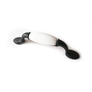 Uchwyt Retro Czarny Porcelana 128mm 1020