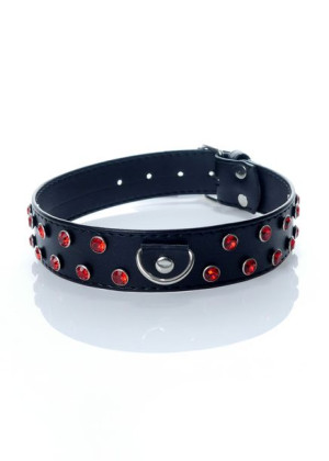 Fetish Boss Series - Collar 3 cm. red crystal