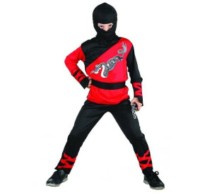 Strój Ninja Czarno-czerwony Biały Smok - 116
