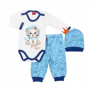Komplet niemowlęcy 62 body Spodnie czapka 3cz.