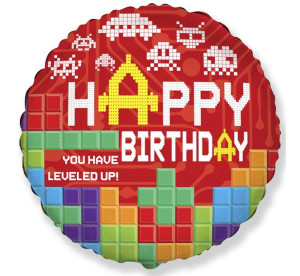 Balon 18" Happy Birthday Tetris