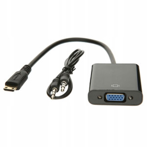 Adapter Mini Hdmi Do Vga Konwerter Dsub + Dźwięk