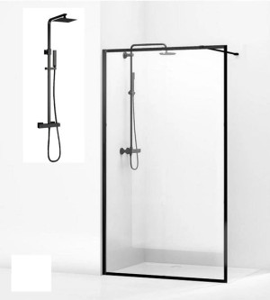 100cm Ścianka Prysznicowa Czarna+panel Prysznicowy