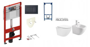 Stelaż Tece Czarny Przycisk+misa+bide+stelaż Bidet