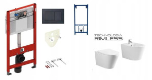 Stelaż Tece Czarny +misa+bide+stelaż Bidet