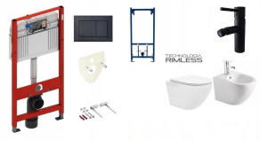 Stelaż Tece Czarny +misa+bide+stelaż Bidet+bateria