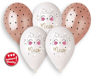 Balony Kot Meow W Groszki 13" 5szt