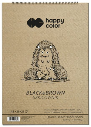 HAPPY COLOR Blok szkicowy na spirali A4 szkicownik CZARNY/BRĄZ